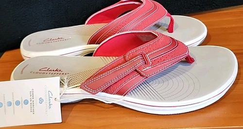 Sandali Clarks Cloud Steppers taglia 11 rossi nuovi con etichetta