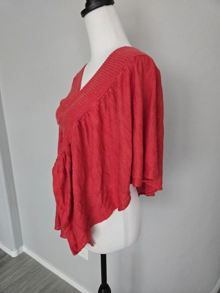 Blusa Top Anthropologie Moth Taupo Coral Asimétrico Volantes Kimono Talla S/M Foto 3 de 4