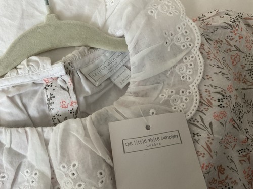 The Little White Company Two Floral Rompers Pink & Blue 18-24 Mth New with Tags - Picture 5 of 7