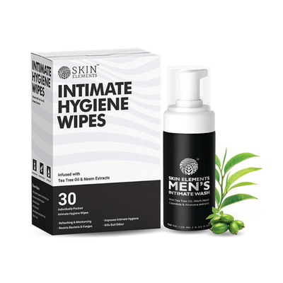 Skin Elements Intimate Hygiene Combo| Intimate Wash Men 120 Ml+Intimate Wipes 30