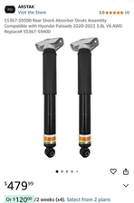 Arstak 55367-S9300 Rear Shock Absorber Struts For Hyundai Palisade 3.8L V6 AWD