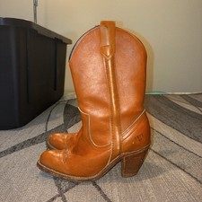 Vintage 1980s Frye Cognac Cowboy Boots Women s Size 5 Leather Pointed Toe