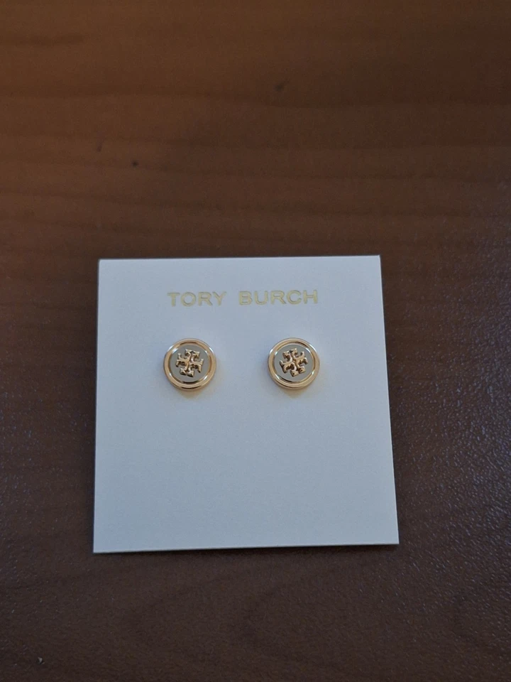 Pendiente Tory Burch Kira Metal Circular-Stud Dorado y Plata Latón Chapado en Oro 18K Foto 3 de 4