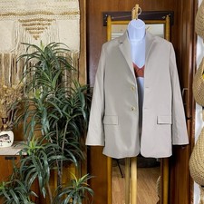 Zara Beige Blazer Womens Small Wool Blend 2 Button Work Office Classic Jacket