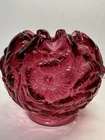 Vintage Fenton Cranberry Red Poppy 4 3/4” Ruffled Edge Rose Bowl Vase