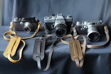 4 x REAL Leather Camera Neck Shoulder Strap leica nikon contax canon Brown BLACK
