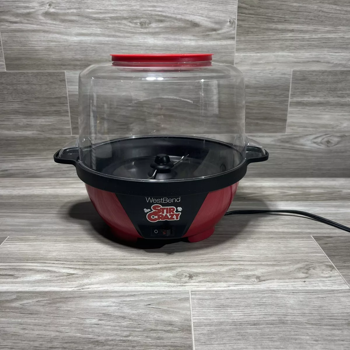 West Bend Stir Crazy Popcorn Popper 82505 Electric Hot Oil 6 Qt Tested Red