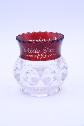 EAPG US Glass Ruby Stained Excelsior Toothpick Worlds Fair 1893 Chicago - Picture 12 of 17