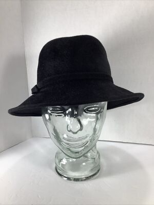 Vintage Strawbridge & Clothier ️ Black Hare & Rabbit Fur Fedora Hat~ England