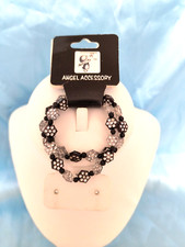 New with Tags Angel Accessory Stretch Bracelets for Girls Black  Clear Charms