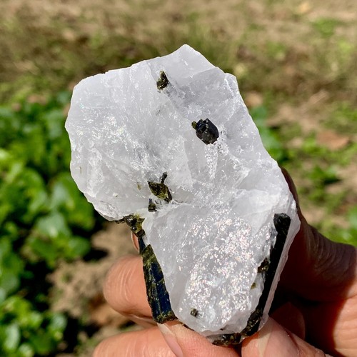 195G Natural Green tourmaline with quartz crystal cluster mineral specimen- - Picture 13 of 21
