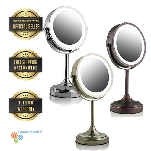 Ovente Makeup Mirror With 3 Led Light Tone 1x 7x Magnification Battery Or Cord For Ovente Makeup Mirror With 3 Led Light, Simplehuman Silver Tone Chrome Led Vanity Mirror