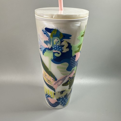 Starbucks Verano 2024 Blanco Perla Mármol Floral Venti Vaso Frío 24oz Nuevo - Imagen 2 de 6