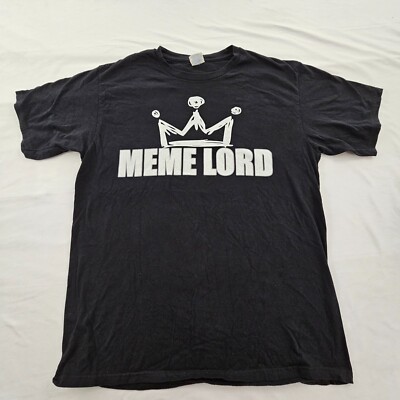 Meme Lord Black Short Sleeve Cotton Funny Grapic T-Shirt Men's L