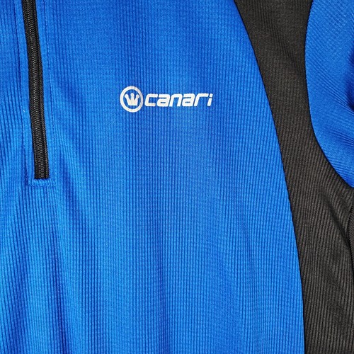 Canari Cycling Jersey Shirt Men's Medium Blue Long Sleeve 1/2 Zip Racing Tee - Picture 6 of 10