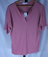 MINT  PINK Rib Knit Pajama Set  Short Sleeve Top  Shorts  NWT Size Small 