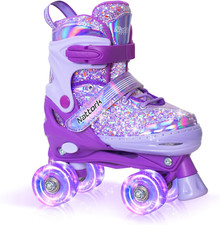 Adjustable Kids Roller Skates with Light Up Wheels - Fun Indoor Outdoor Gift