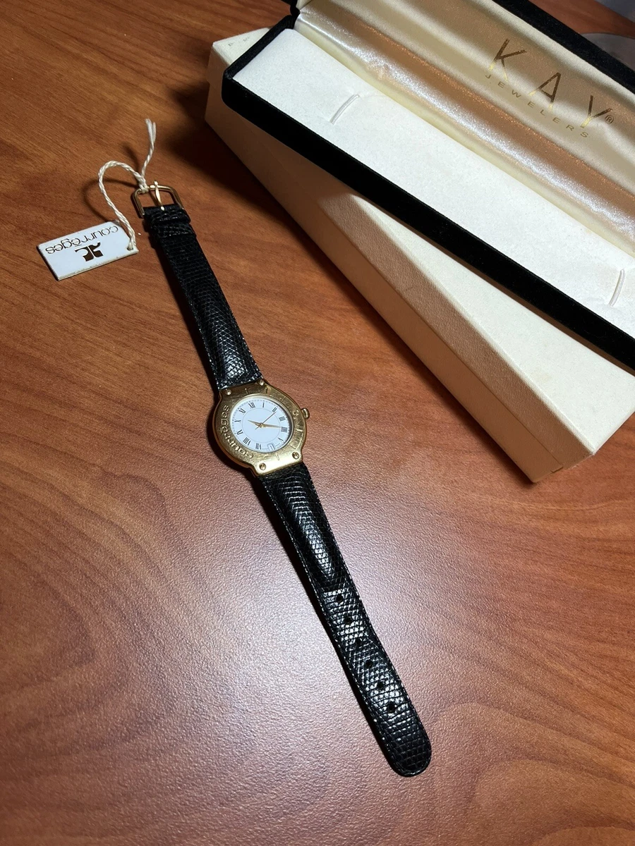 Rare Courreges Swiss Made Gold Watch Vintage Piece Lizard Skin | eBay 