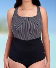 TYR Woman's Plus Size 22 Black/Grey Control Fit One Piece Swimsuit NWT