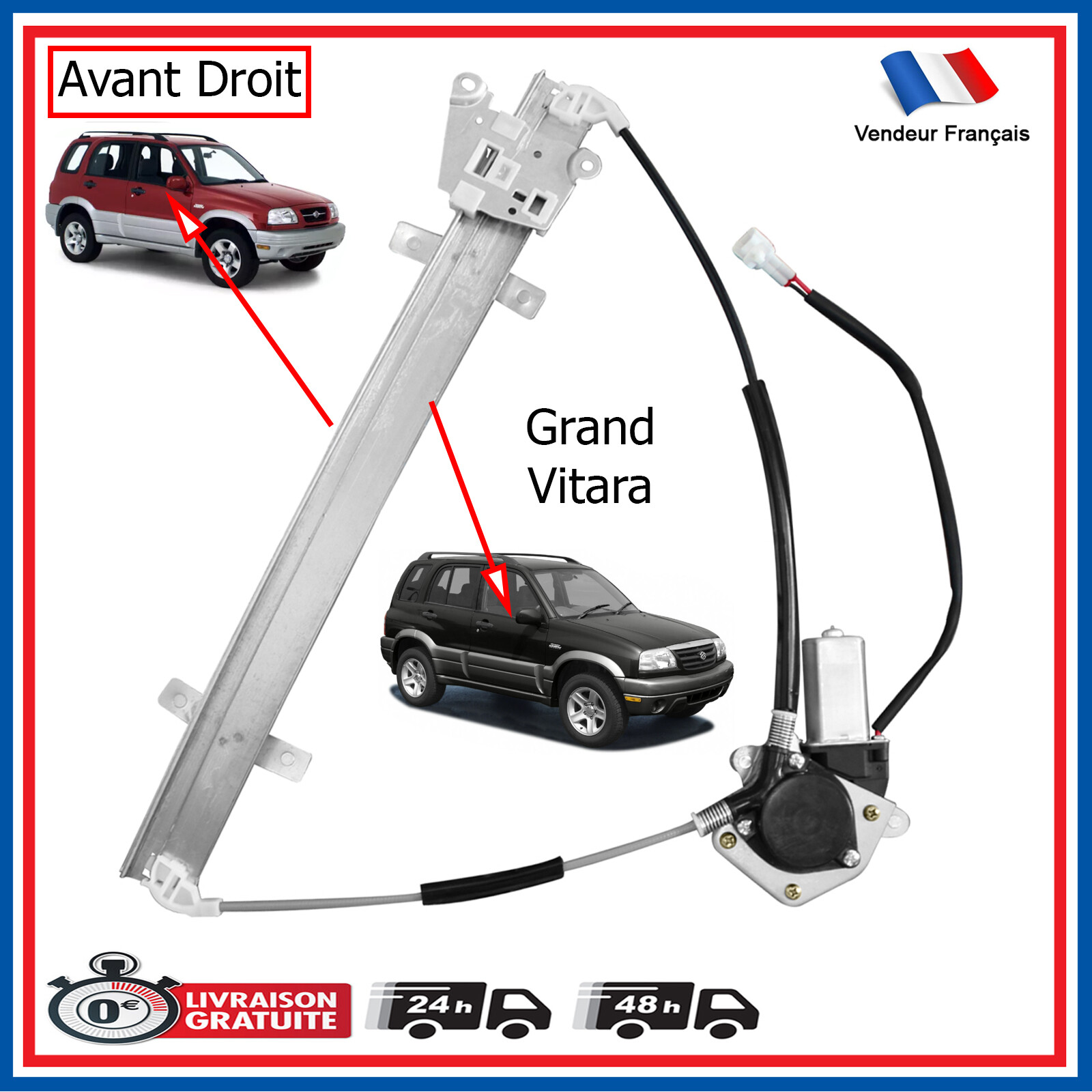 Réparer la vitre bloquée du Grand Vitara avec le lève-vitre avant droit 8340165D10