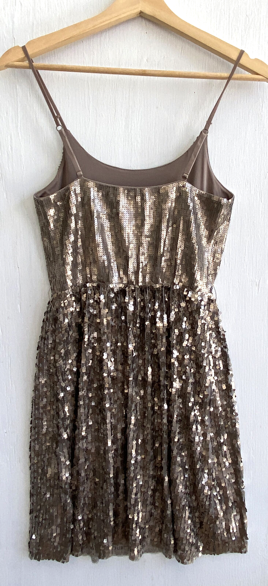 EXPRESS Metallic Gold Sequin Sleeveless Blouson Dress Elasticated Waist  Size XS | eBay
