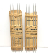 Zephr knitting needles double point sizes 0 & 2 aluminum NOS