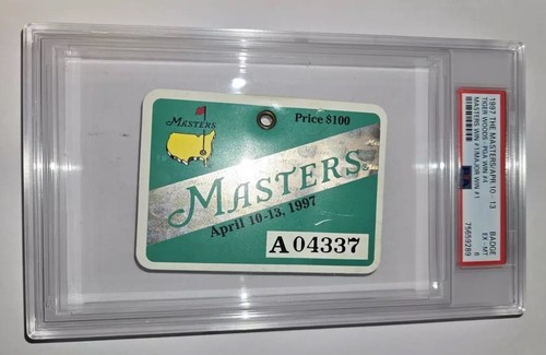 PSA 6 Graded 1997 The Masters Badge Tiger Woods PGA Win Masters Win #1 Major Win