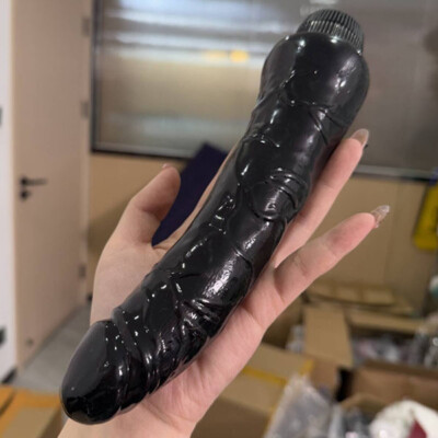 Big Vibrating Dildo Sex Toy 9 Inch Large Girth Massage Vibrator Jelly Feel  Black