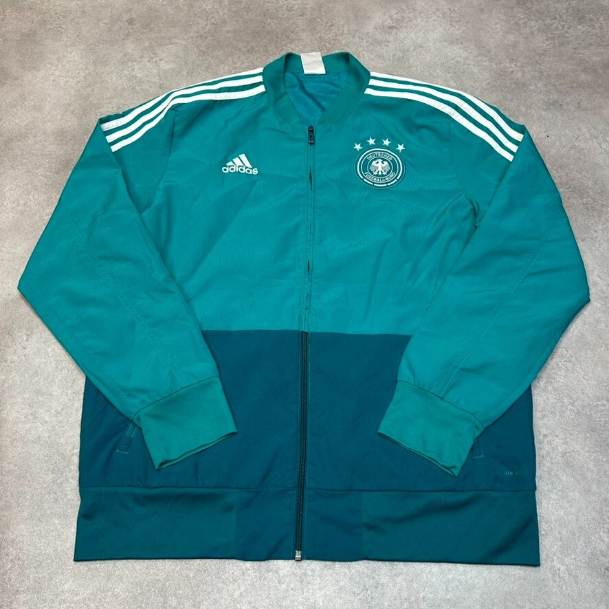 Adidas Y2K German Football Full Zip Windbreaker Jacket Mens Large Green