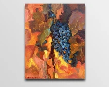 Grapes painting IMPRESSIONISM Original Oil on canvas by E. Chernyakovsky