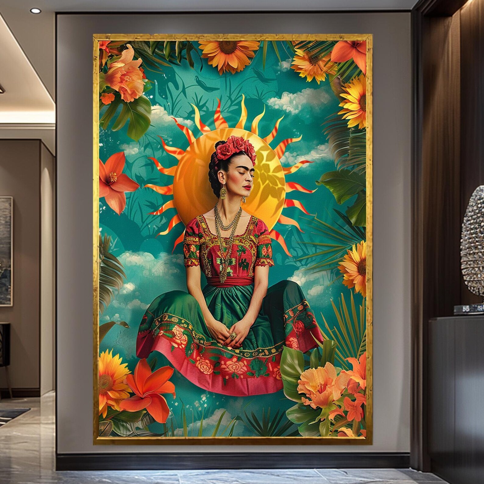 Frida Kahlo Art Wall Decor Frida Kahlo Mexican Art Mom Gift Flower Crown Gift