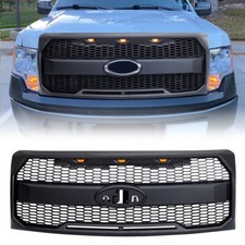 Front Raptor Grille Grill W Emblem Base Amber Lights For 2009-2014 Ford F150