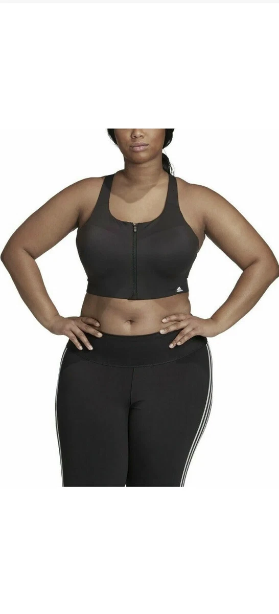 NWT Adidas Women's 38E Ultimate Zip Front Sports Bra Black Plus Size Active  $65