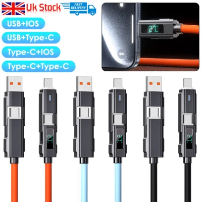 4 in1 Fast Charging Cable Digital Display USB Type-C 100W For iPhone Android - Image 1 of 4