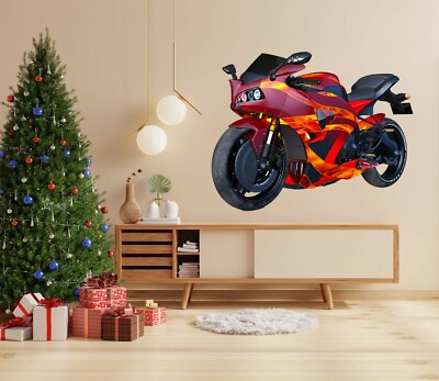 3D Flamme Moto M173 Auto Wallpaper Wandbild Poster Wandaufkleber Transport Zo
