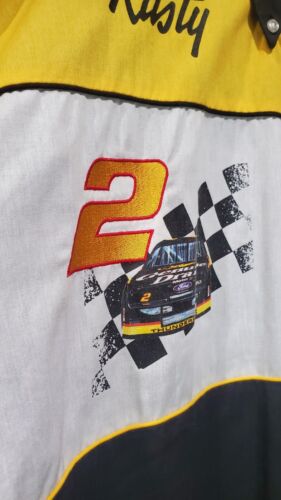 Vtg Miller Genuine Draft Rusty Wallace No.2 Black Yellow & White SS Shirt Xl - Picture 3 of 9