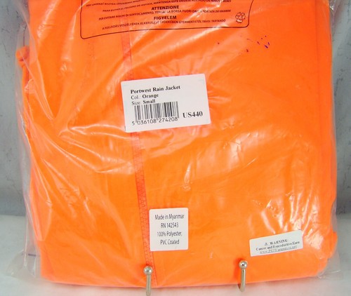 Portwest Classic Rain Jacket S440 Mens Waterproof Orange Small NEW - Picture 5 of 5