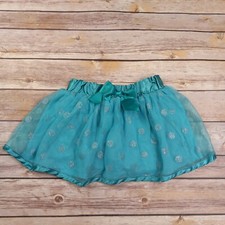 Disney Princess 3T Turquoise Skirt Skort Tulle Overlay Silver Polka Dots Tutu