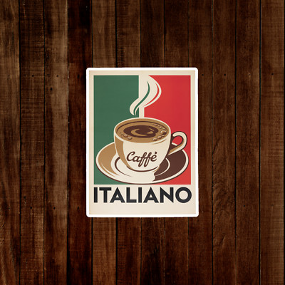 Vintage Italian Caffe sticker - Retro Italy Coffee Shop Wall Art Print ...