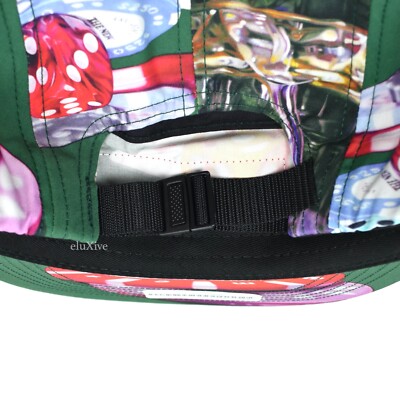 NWT Supreme Casino Print Box Logo Hat Green Camp Cap Mens DS FW18
