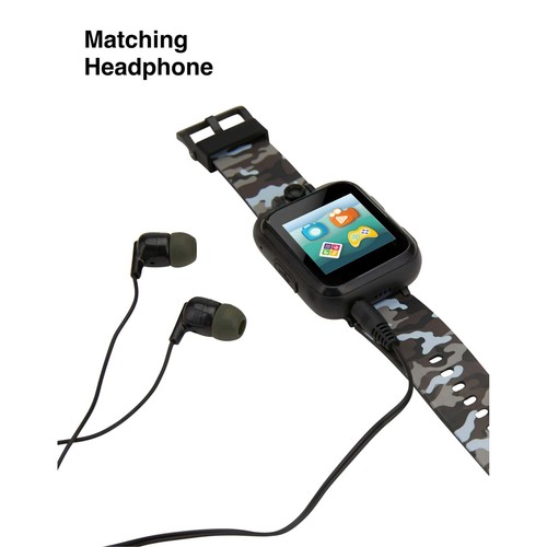 Itech Jr Boys Kids Smartwatch & Earbuds Set, Black/Grey Camouflage - Photo 5 sur 5