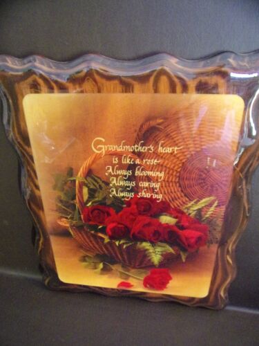 Vintage Wooden Plaque "Grandmother's Heart" Lacquered Wall Hanging - Picture 2 of 6