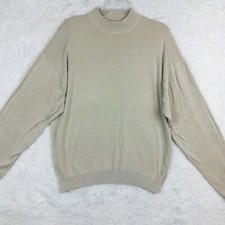 Baracuta Mens Sweater Silk Blend Mock Neck Tan Beige Minimalist Pullover XL