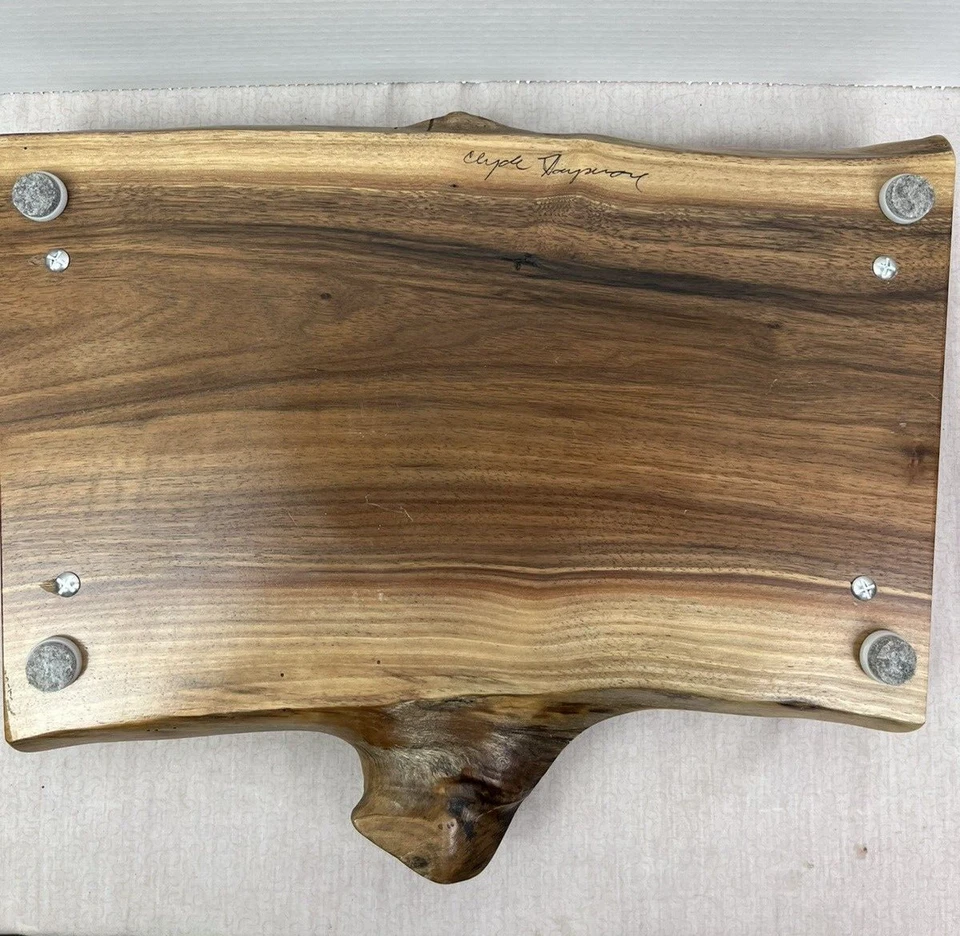 Bread Cheese Board Tray Walnut Wood Criscola Stones Metal Handles Handmade Party - Image 3 of 4