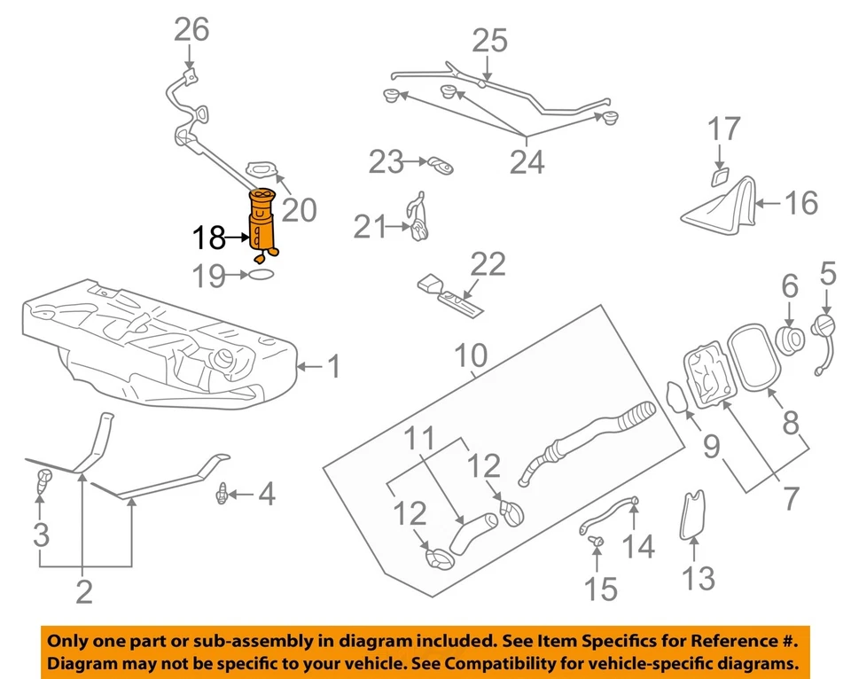 Used Fuel Pump fits: 2003 Buick Lesabre Pump Assembly w/o supercharged option Gr - Image 3 of 4