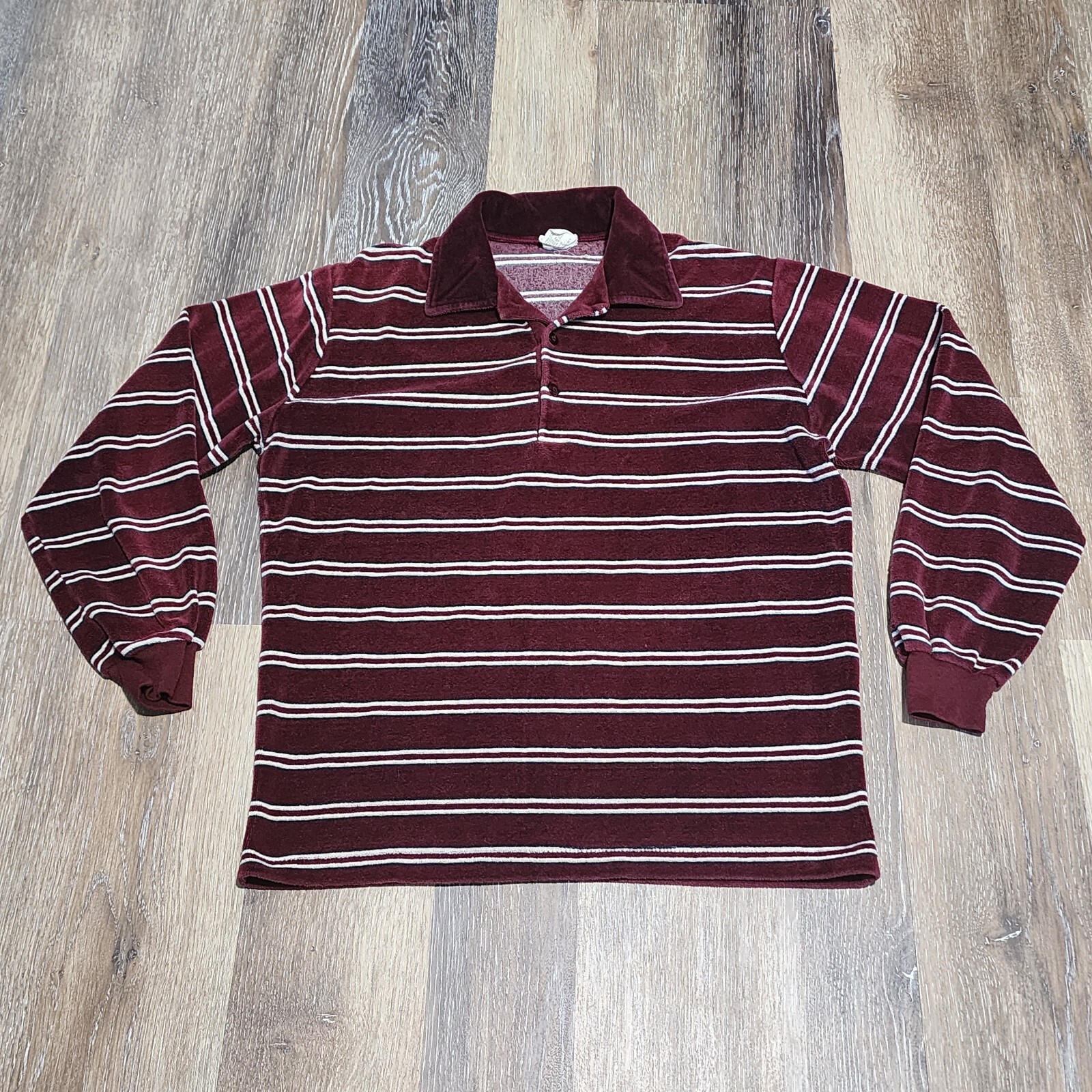 Vintage Olympic Sportswear Medium Combed Cotton Polyester Stripes Collared Shirt