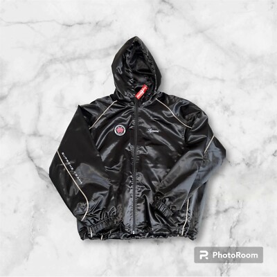 Supreme Satin Hooded Track Jacket Black 100% Authentic Size Supreme Satin Hooded Track Jacket Black 100% Authentic Size