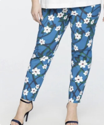 NWT Draper James For Eloquii Floral  Ankle Pant Size 28 Blue