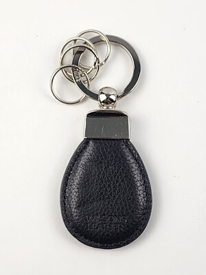 Wilson's Leather black leather keychain key ring fob luggage tag
