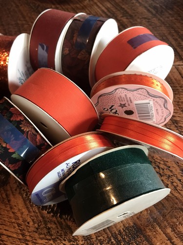 Lot Of 11 Vintage Ribbon Spools Craft New Old Stock NOS Michaels Fall Colors - Picture 2 of 6